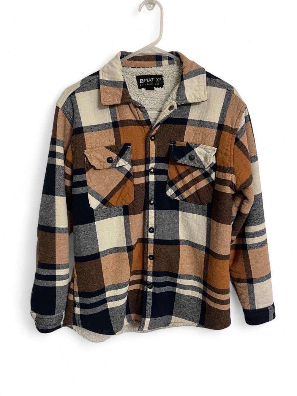 Fall Cottagecore Vintage Matix Plaid Sherpa-Lined Flannel Jacket Women’s S EUC